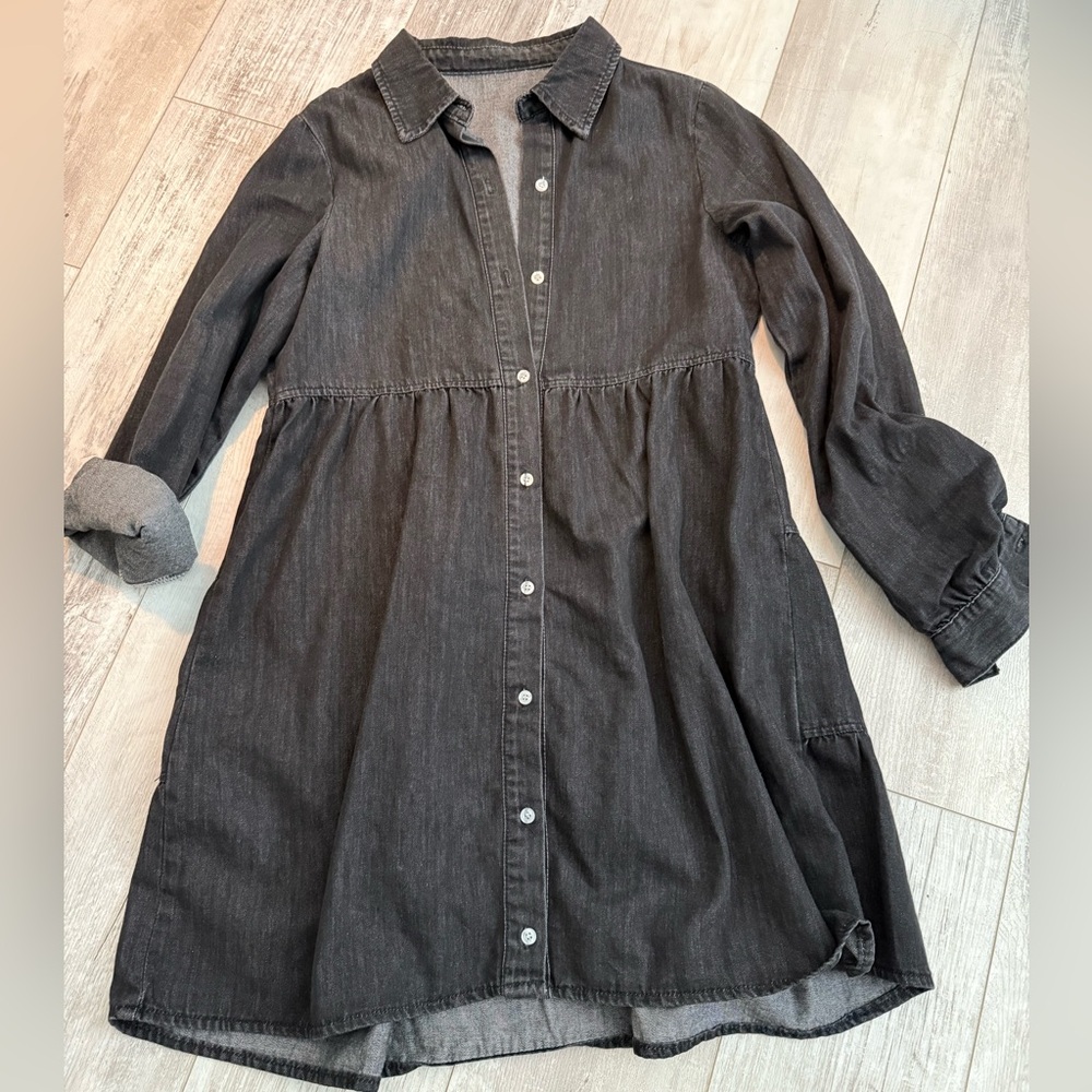 Elegant Charcoal Button-Up Dress XS/S